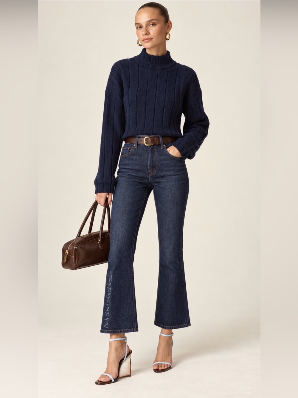 J.Crew knit Ribbed cotton mockneck sweater in navy